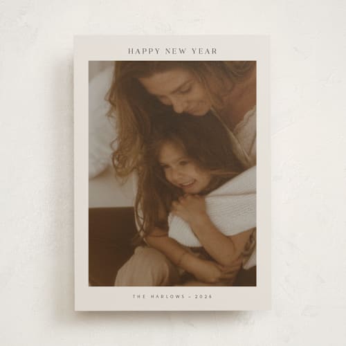 This is a vanilla holiday photo cards with standard by Nicole Walsh called harlow printing on recycled smooth signature in standard