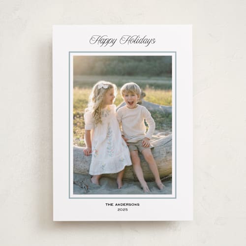 This is a sky holiday photo cards with standard by Annie Shapiro called heath printing on recycled smooth signature in standard