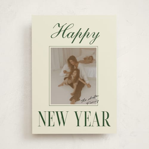 This is a juniper holiday photo cards with standard by Helena Vitto called a classic christmas printing on recycled smooth signature in standard