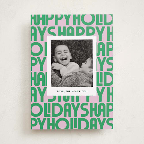 This is a candy holiday photo cards with standard by Up Up Creative called letters printing on recycled smooth signature in standard