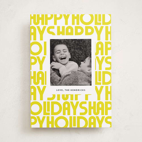 This is a starlight holiday photo cards with standard by Up Up Creative called letters printing on recycled smooth signature in standard