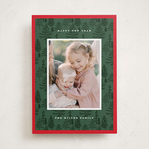 This is a pine holiday photo cards with standard by Amy Kross called durham printing on recycled smooth signature in standard