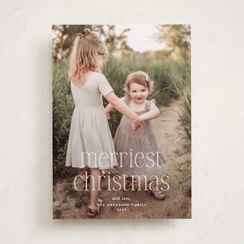 This is a snow holiday photo cards with standard by Kerry Doyle called festive type printing on recycled smooth signature in standard