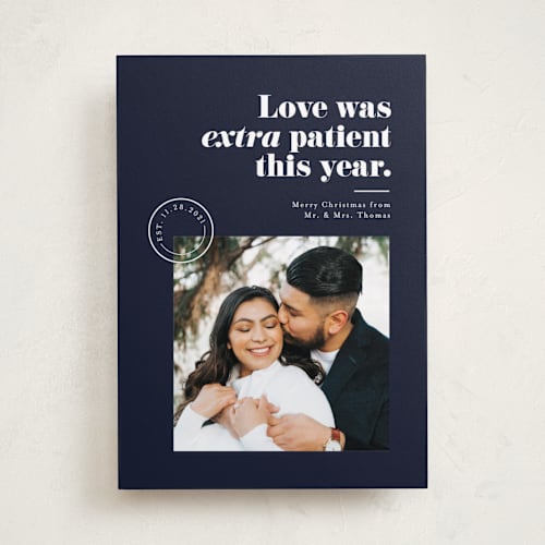 This is a midnight holiday photo cards with standard by Pink House Press called extra patient printing on recycled smooth signature in standard