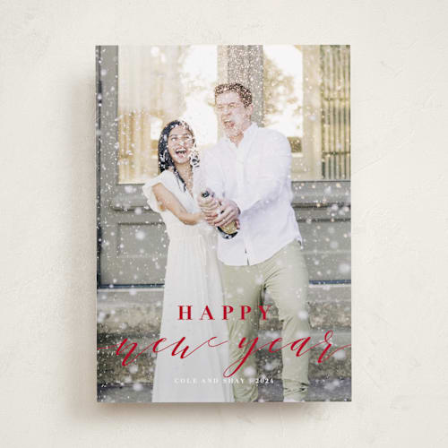 This is a cherry holiday photo cards with standard by Roxy Cervantes called merrily married printing on recycled smooth signature in standard