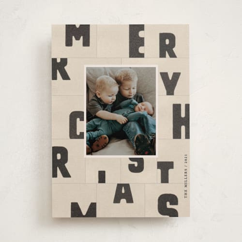 This is a paper holiday photo cards with standard by Sumak Studio called christmas typography printing on recycled smooth signature in standard