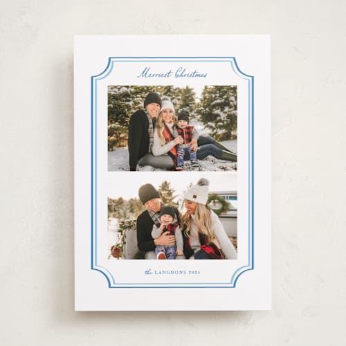 This is a frost holiday photo cards with standard by Kanika Mathur called vintage line frame printing on recycled smooth signature in standard