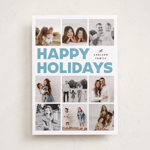 This is a frost holiday photo cards with standard by Maria Alou called memory squares printing on recycled smooth signature in standard