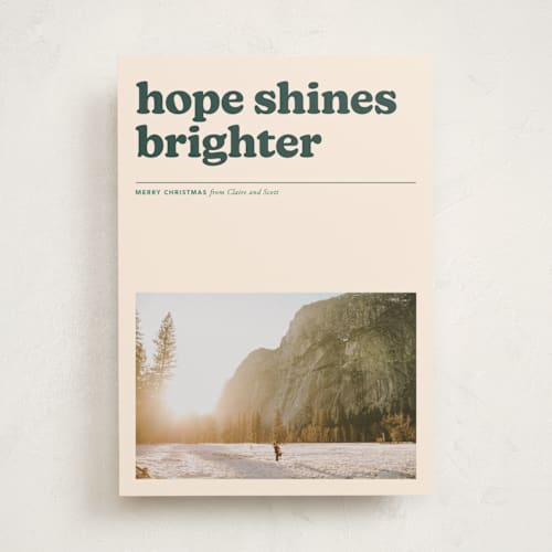 This is a spruce holiday photo cards with standard by Annie Clark called headline printing on recycled smooth signature in standard