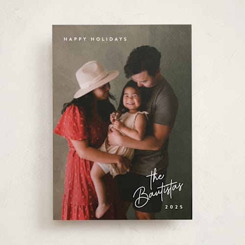 This is a snow holiday photo cards with standard by Hooray Creative called sans and signature printing on recycled smooth signature in standard