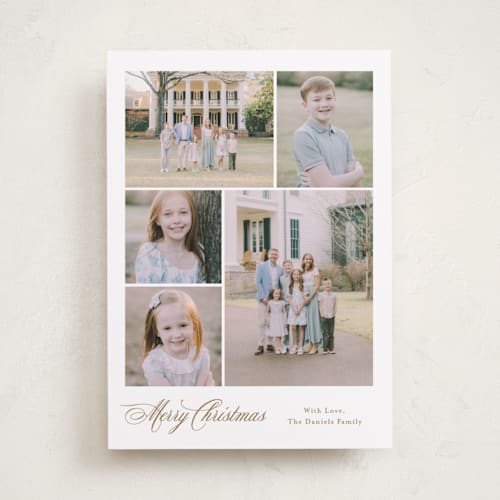 This is a candlelight holiday photo cards with standard by Carolyn MacLaren called formal five printing on recycled smooth signature in standard