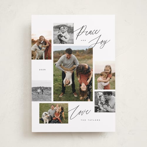 This is a penguin holiday photo cards with standard by Michelle Taylor called scattered gallery printing on recycled smooth signature in standard