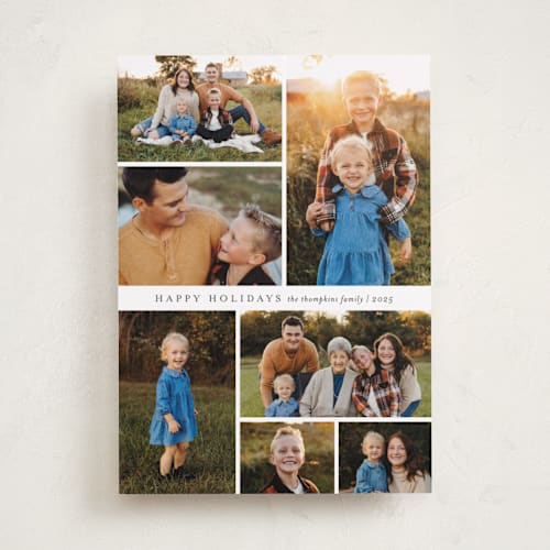 This is a snowflake holiday photo cards with standard by Jessica Williams called septet printing on recycled smooth signature in standard