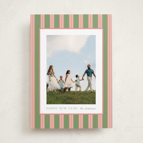 This is a azalea holiday photo cards with standard by Cindy Reynolds called southern stripes printing on recycled smooth signature in standard