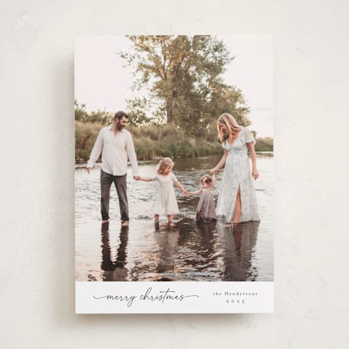 This is a snow holiday photo cards with standard by Christy Hy Lee called modernist printing on recycled smooth signature in standard