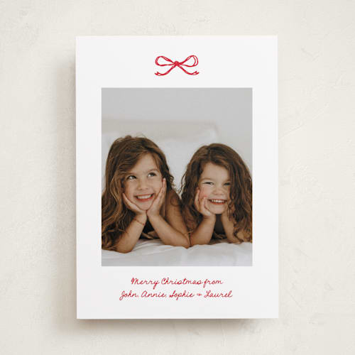 This is a candied apple holiday photo cards with standard by Kelly Watkins called mini bow printing on recycled smooth signature in standard