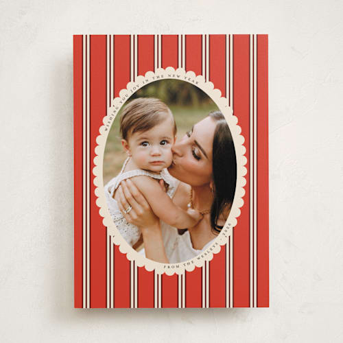 This is a tomato holiday photo cards with standard by Morgan Kendall called historic frame printing on recycled smooth signature in standard