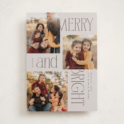 This is a chai holiday photo cards with standard by Owl and Toad called modern collage printing on recycled smooth signature in standard