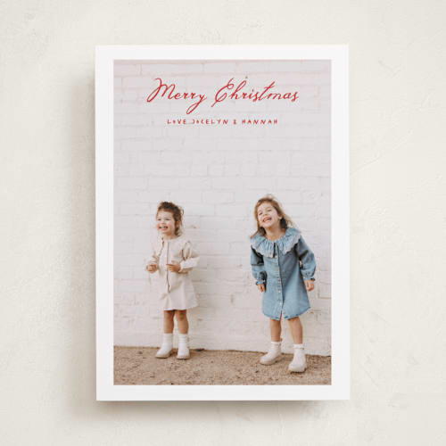 This is a candy cane holiday photo cards with standard by Benita Crandall called vintage joy printing on recycled smooth signature in standard