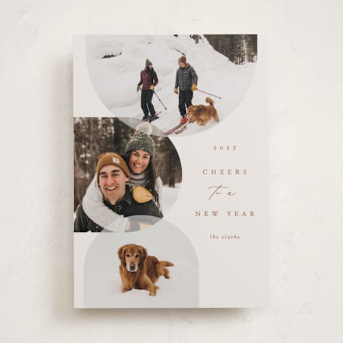 This is a gingerbread holiday photo cards with standard by Brianne Larsen called round overlap printing on recycled smooth signature in standard
