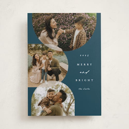 This is a night holiday photo cards with standard by Brianne Larsen called round overlap printing on recycled smooth signature in standard