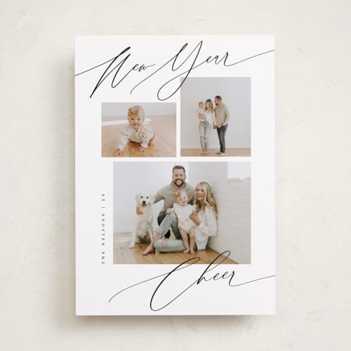 This is a vanilla holiday photo cards with standard by Pixel and Hank called whimsical printing on recycled smooth signature in standard