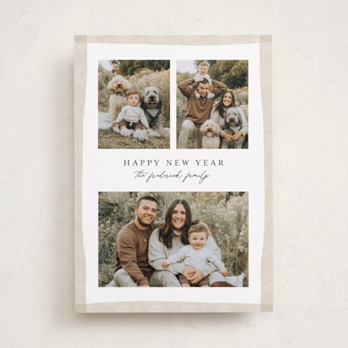 This is a wool holiday photo cards with standard by Jackie Crawford called watercolor border frame printing on recycled smooth signature in standard