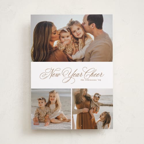This is a pudding holiday photo cards with standard by Creo Study called heritage printing on recycled smooth signature in standard