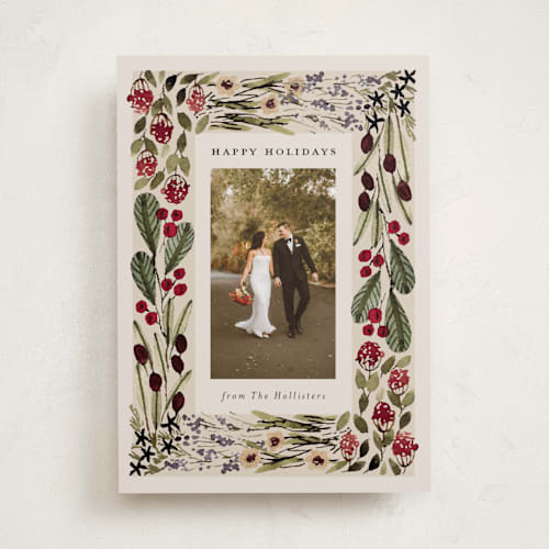 This is a putty holiday photo cards with standard by Meagan Christensen called abundance printing on recycled smooth signature in standard