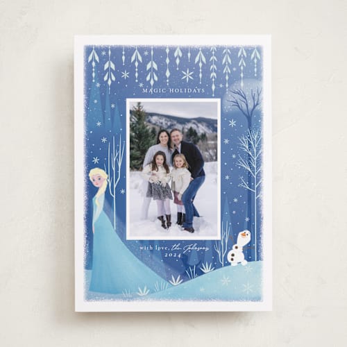 This is a blue jay holiday photo cards with standard by Sabrin Deirani called frozen magic holidays printing on recycled smooth signature in standard