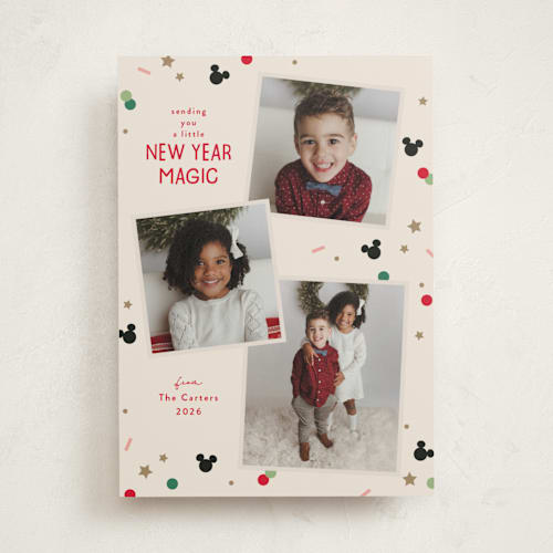 This is a holly holiday photo cards with standard by Kacey Kendrick Wagner called disney magic confetti printing on recycled smooth signature in standard