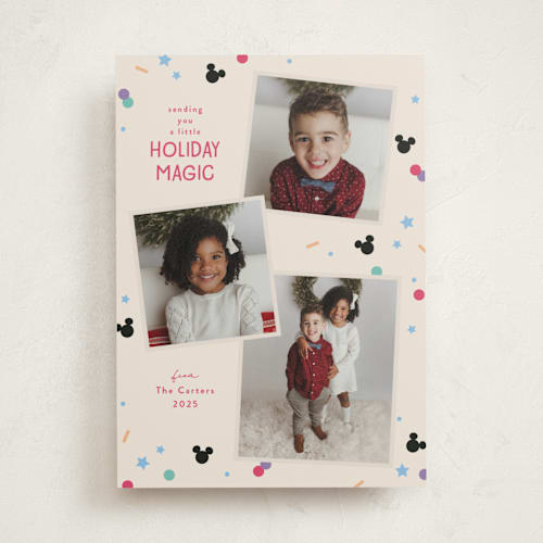 This is a sugar cookie holiday photo cards with standard by Kacey Kendrick Wagner called disney magic confetti printing on recycled smooth signature in standard