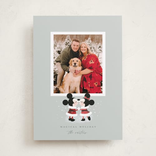 This is a frost holiday photo cards with standard by Lori Wemple called mickey kiss printing on recycled smooth signature in standard