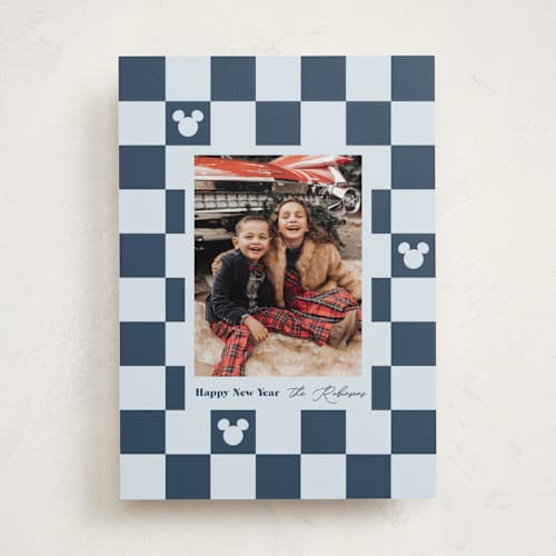This is a cinderella's carriage holiday photo cards with standard by Carrie ONeal called disney mickey checkerboard printing on recycled smooth signature in standard