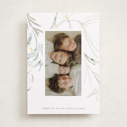 This is a snowball holiday photo cards with standard by Eve Schultz called winter whites printing on recycled smooth signature in standard