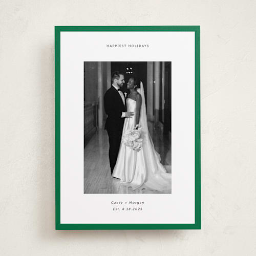 This is a pine holiday photo cards with standard by Wendy Chung called classic border printing on recycled smooth signature in standard