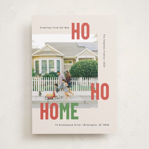 This is a eggnog holiday photo cards with standard by Mary Kay Garttmeier called new ho ho home printing on recycled smooth signature in standard