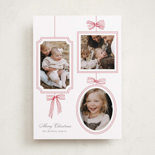 This is a snow holiday photo cards with standard by Baumbirdy called bows printing on recycled smooth signature in standard