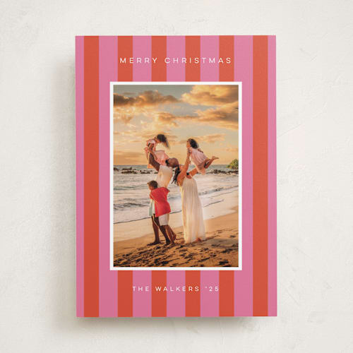 This is a strawberry holiday photo cards with standard by Morgan Kendall called cabana printing on recycled smooth signature in standard