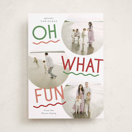 This is a candy cane holiday photo cards with standard by Everett Paper Goods called fun redux printing on recycled smooth signature in standard