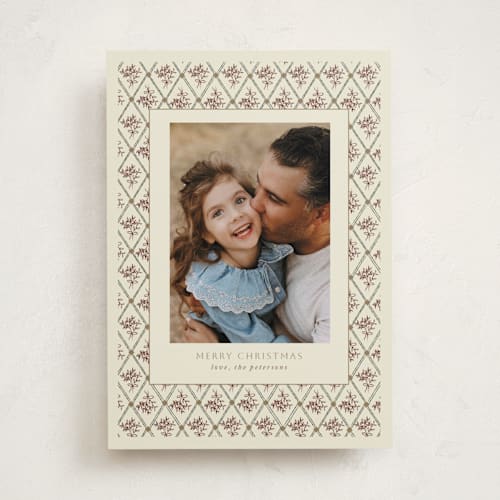 This is a holly berry holiday photo cards with standard by Junebloom called hollys' bouquet printing on recycled smooth signature in standard