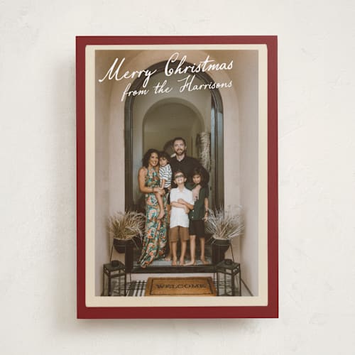 This is a berry holiday photo cards with standard by Maja Cunningham called vintage photo card printing on recycled smooth signature in standard