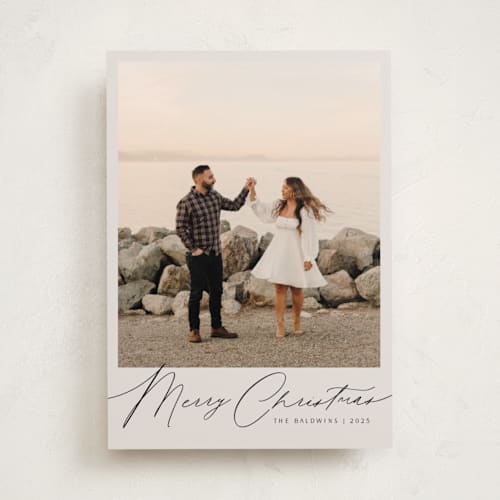 This is a eggnog holiday photo cards with standard by Melanie Severin called simply charming printing on recycled smooth signature in standard