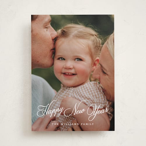 This is a snow holiday photo cards with standard by Robert and Stella called autuer printing on recycled smooth signature in standard