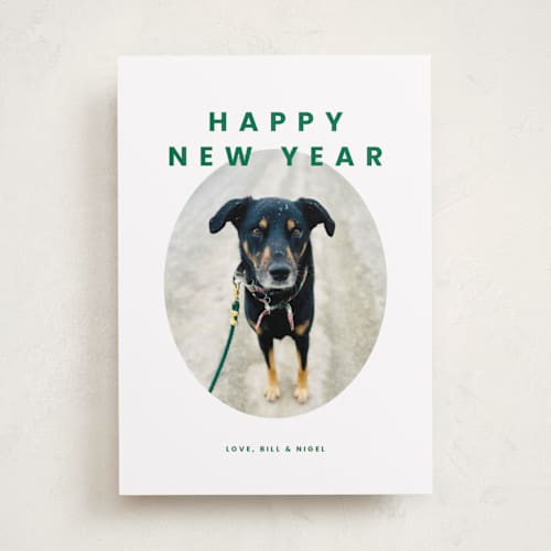 This is a forest holiday photo cards with standard by Inkblot Design called furever merry printing on recycled smooth signature in standard