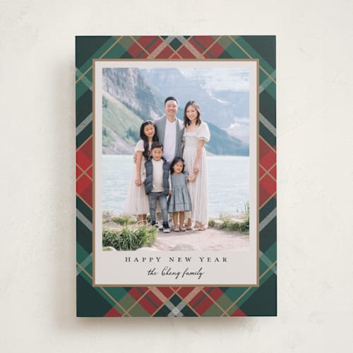 This is a tartan holiday photo cards with standard by Petra Kern called fancy plaid printing on recycled smooth signature in standard