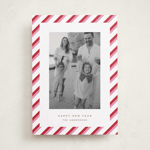 This is a candy cane holiday photo cards with standard by Yuliya Evseeva called candy frame printing on recycled smooth signature in standard
