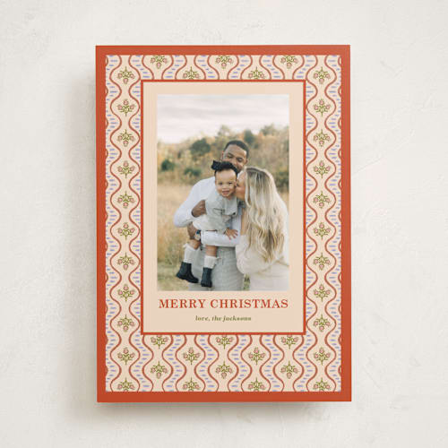 This is a holly holiday photo cards with standard by Natalie Rae called juniper berry printing on recycled smooth signature in standard