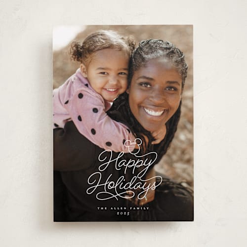 This is a cotton holiday photo cards with standard by Laura Hamm called mickey spirit printing on recycled smooth signature in standard