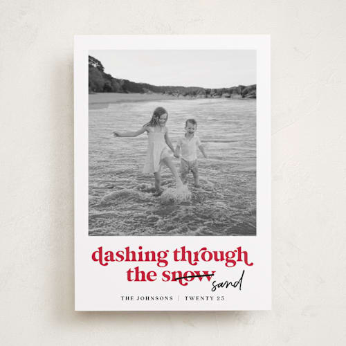 This is a candy cane holiday photo cards with standard by Louise Kay called dashing holiday printing on recycled smooth signature in standard